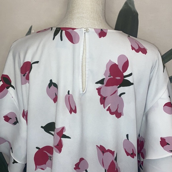 Ann Taylor Floral Double Bell Sleeve Blouse - Picture 6 of 8